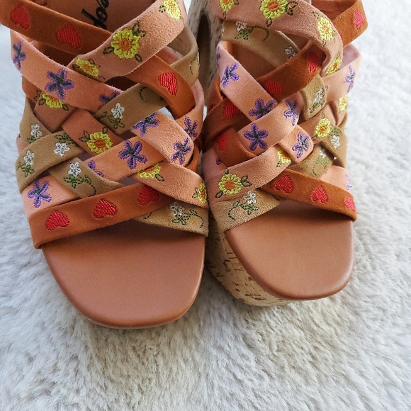 Free People Lisbon Sandbar Multi Suede Leather High Heel Platform Mules - Picture 4 of 13